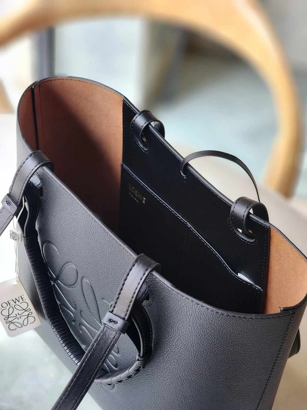Leather Anagram Bag - Black