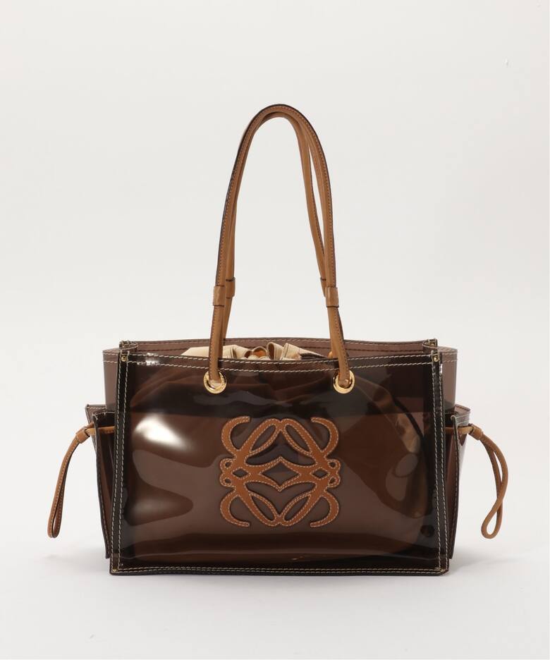 PVC and Leather Tote Bag - Brown