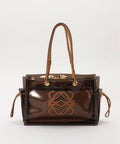 PVC and Leather Tote Bag - Brown
