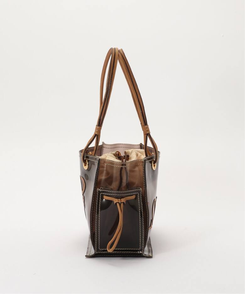 PVC and Leather Tote Bag - Brown