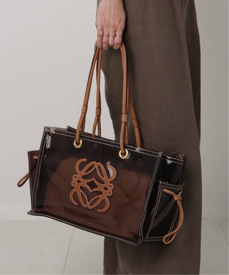 PVC and Leather Tote Bag - Brown