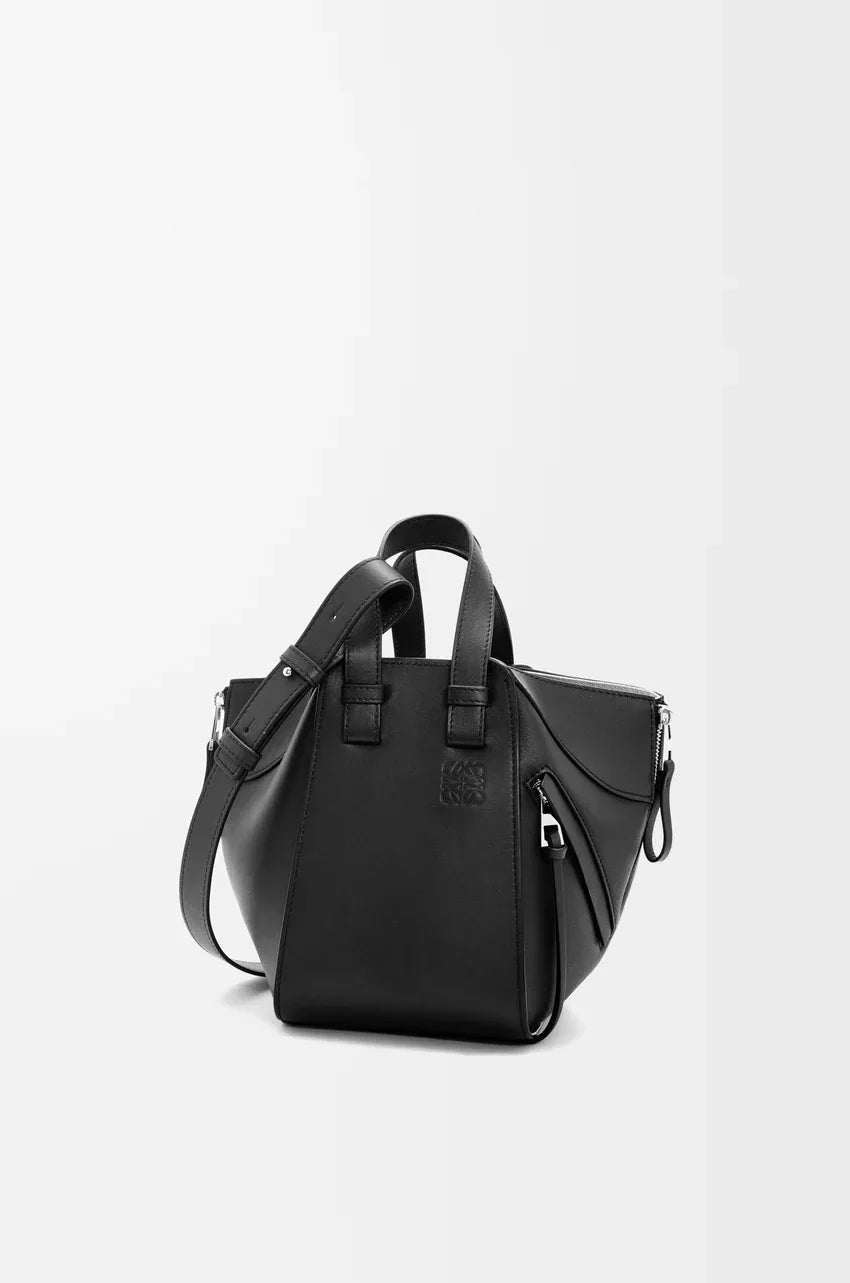 Compact Hammock bag in classic calfskin Black - EliteLux Outlet