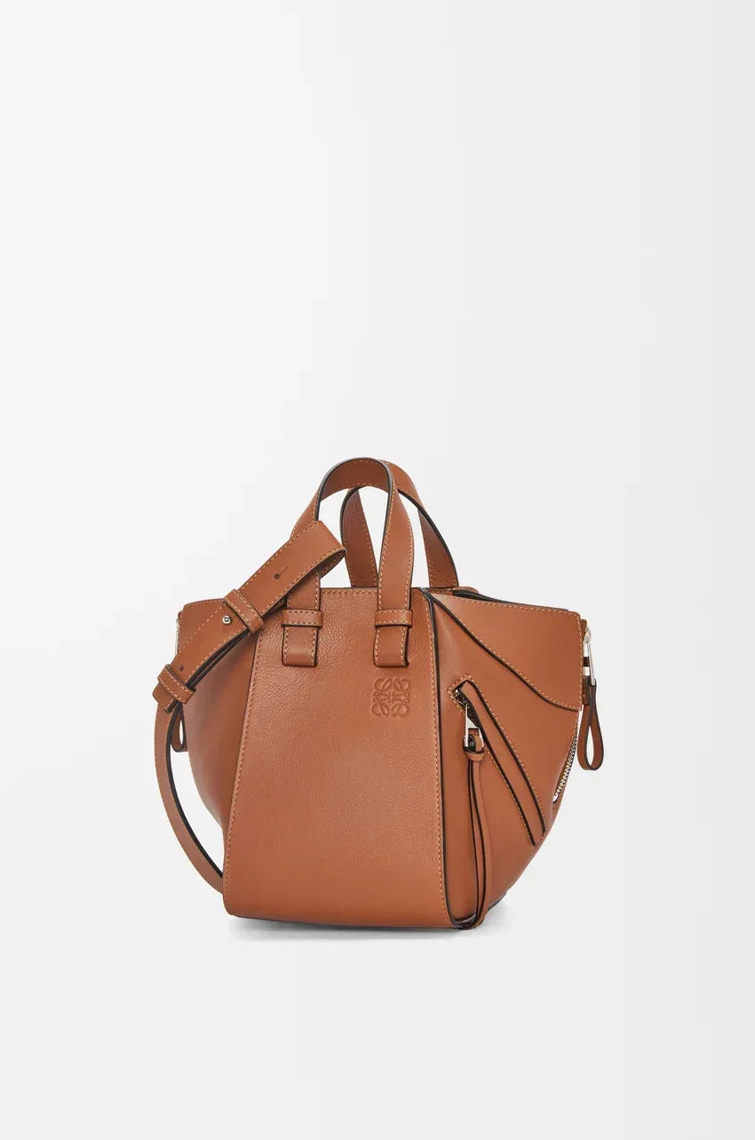 Compact Hammock bag in classic calfskin Tan - EliteLux Outlet