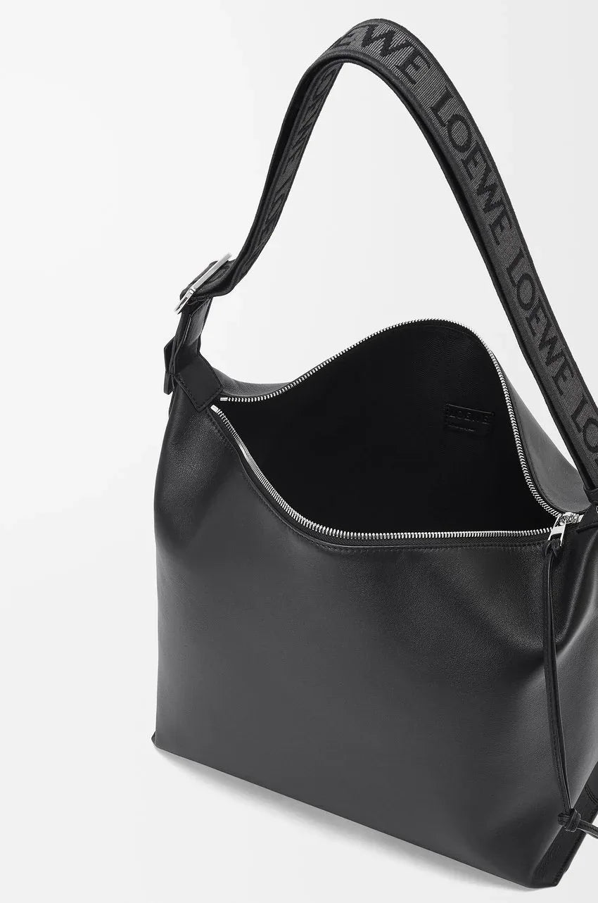 Cubi Crossbody bag in supple smooth calfskin and jacquard Black - EliteLux Outlet