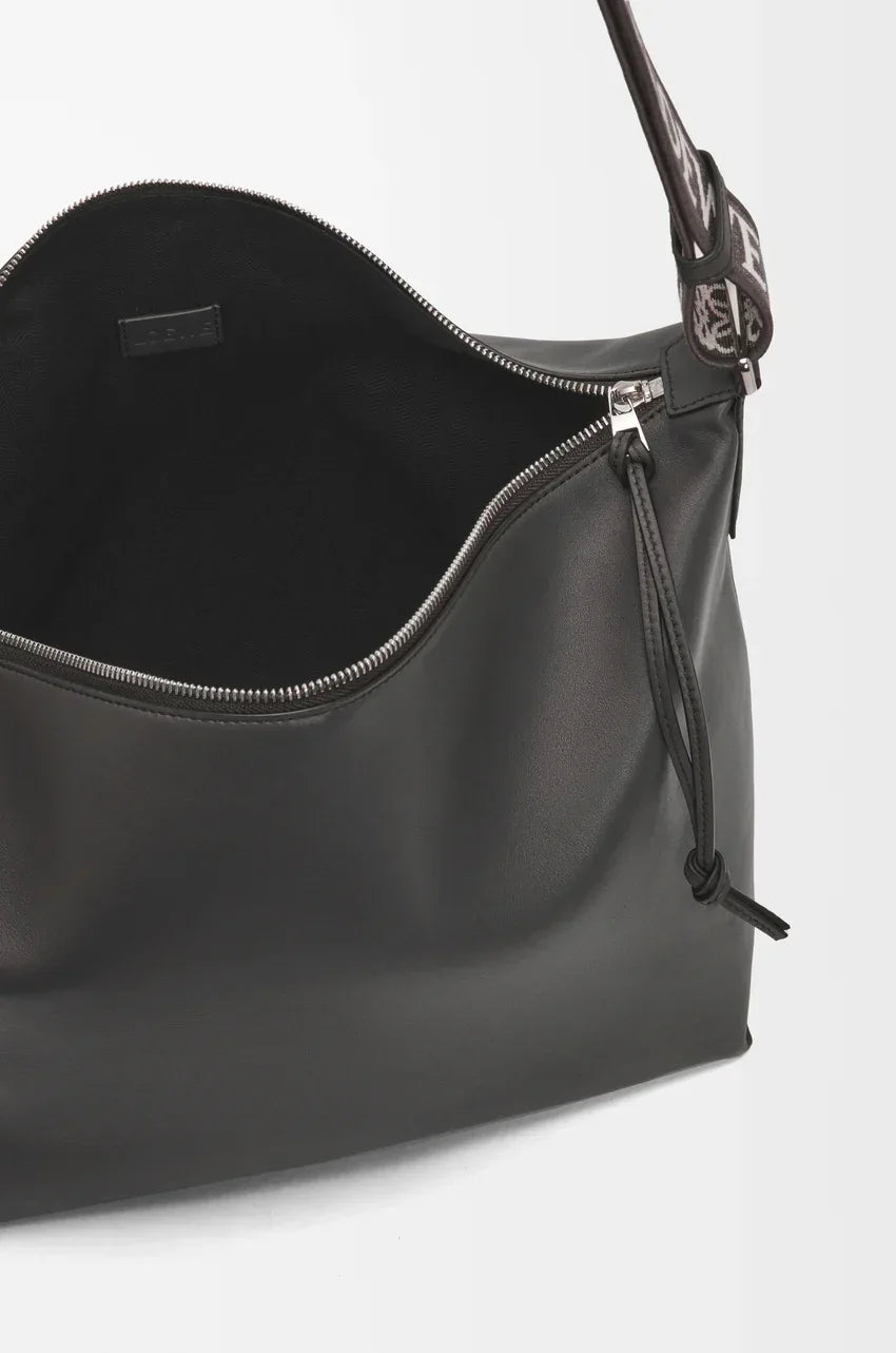 Cubi Crossbody bag in supple smooth calfskin and jacquard Dark Grey - EliteLux Outlet