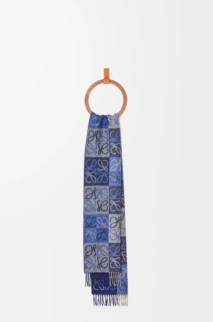 Wool Cashmere Scarf Blue