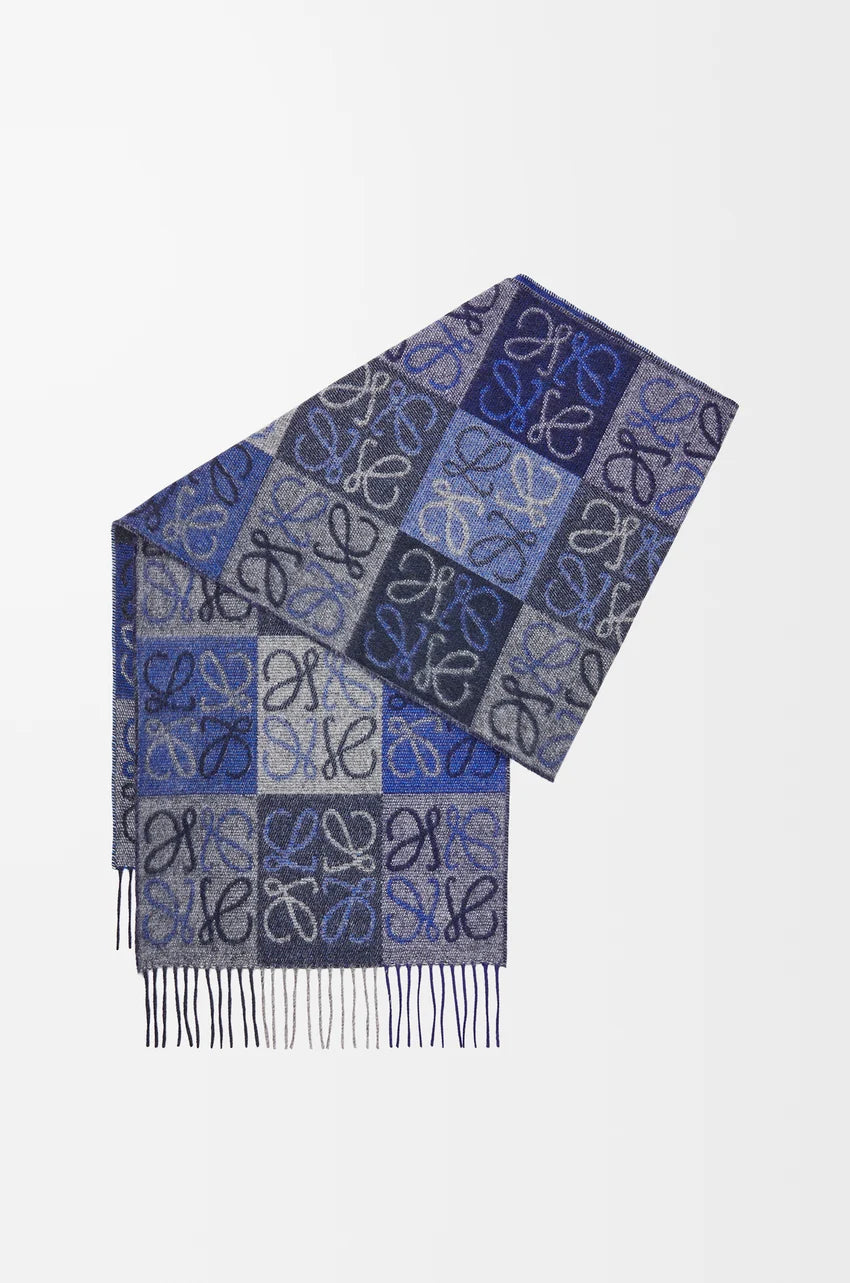Wool Cashmere Scarf Blue