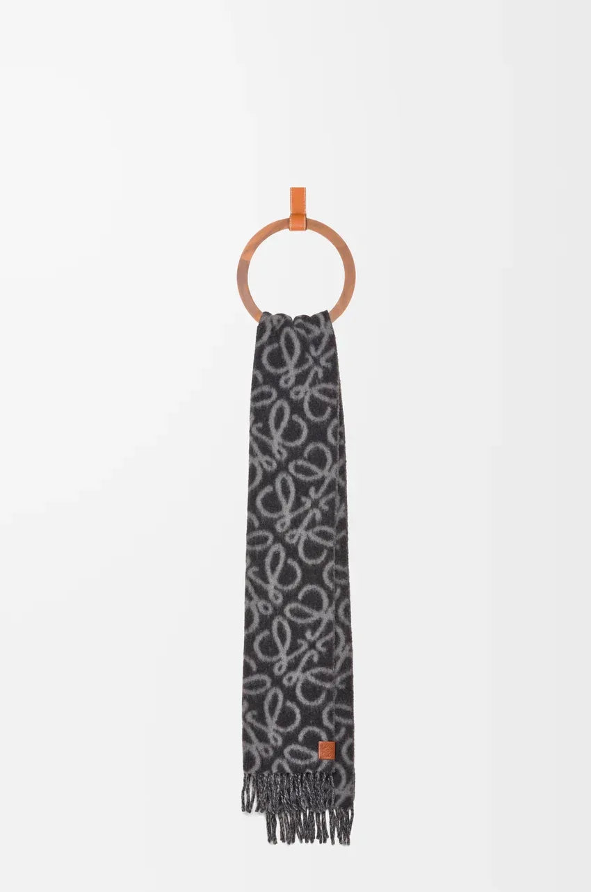 Anagram scarf in alpaca and wool blend Black/grey - EliteLux Outlet