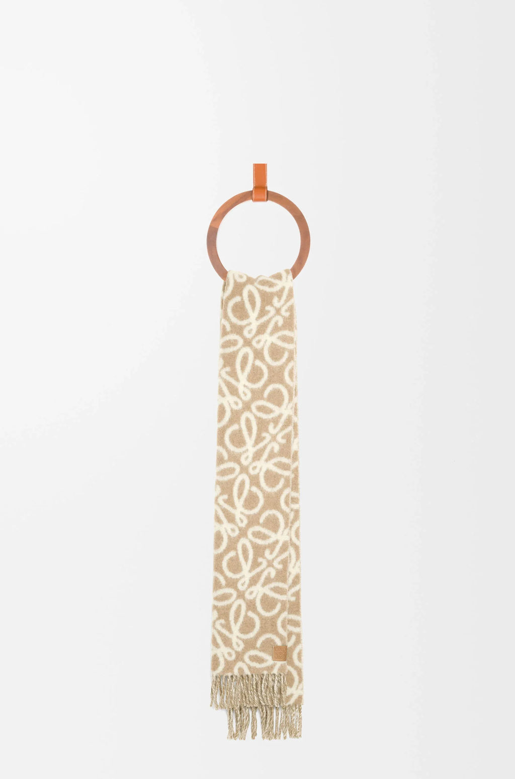 Anagram scarf in alpaca and wool blend Beige/white - EliteLux Outlet