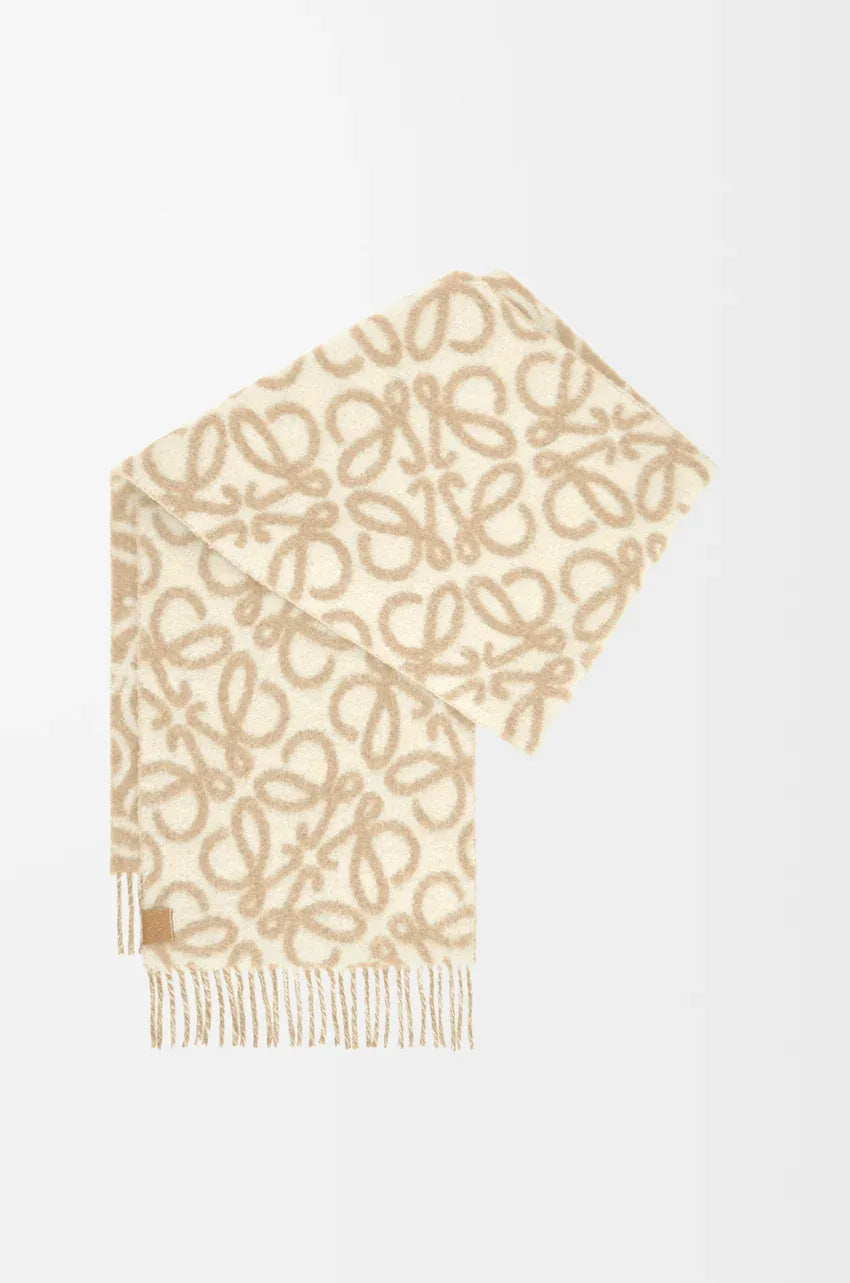 Anagram scarf in alpaca and wool blend Beige/white - EliteLux Outlet