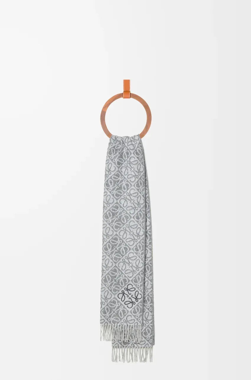 Anagram scarf in wool and cashmere Grey - EliteLux Outlet