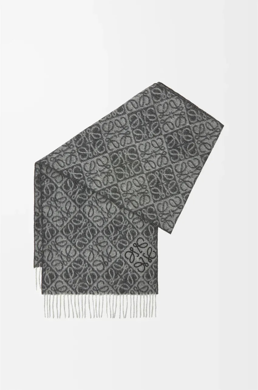Anagram scarf in wool and cashmere Dark Grey - EliteLux Outlet