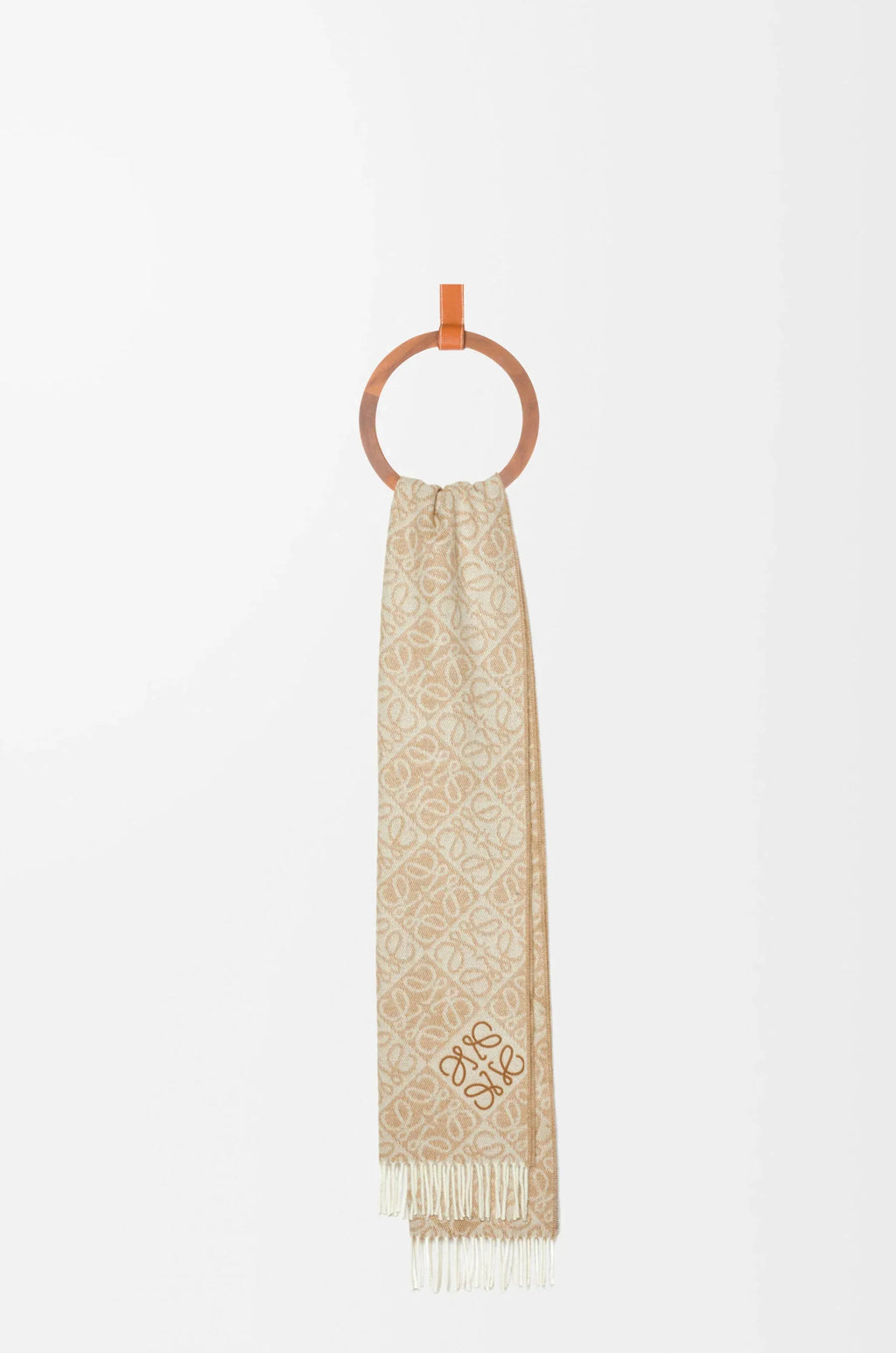 Anagram scarf in wool and cashmere Beige - EliteLux Outlet