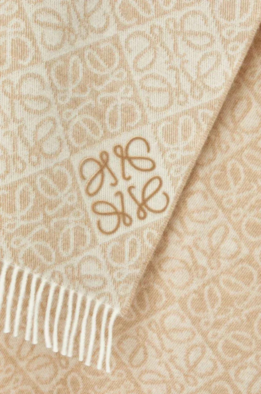 Anagram scarf in wool and cashmere Beige - EliteLux Outlet