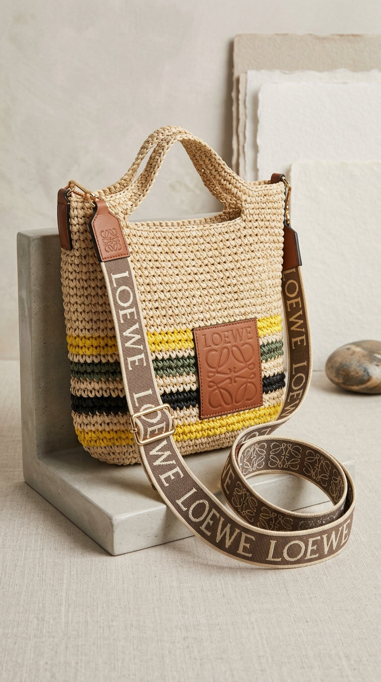 Mini Slit Raffia Crossbody Bag