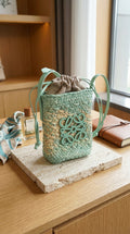 Square Palm Pocket Bag - Natural/Green