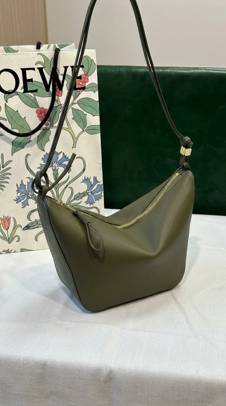 Cubi Crossbody bag in supple smooth calfskin and jacquard Green - EliteLux Outlet