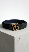 Reversible Bombé Leather Belt - Black