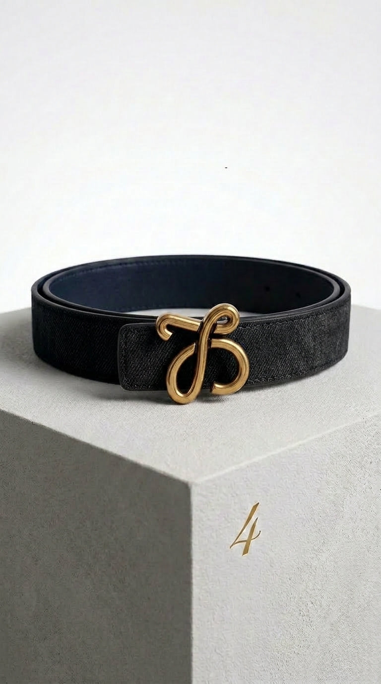 Reversible Bombé Leather Belt - Black