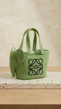 Elephant basket in raffia and calfskin Green - EliteLux Outlet