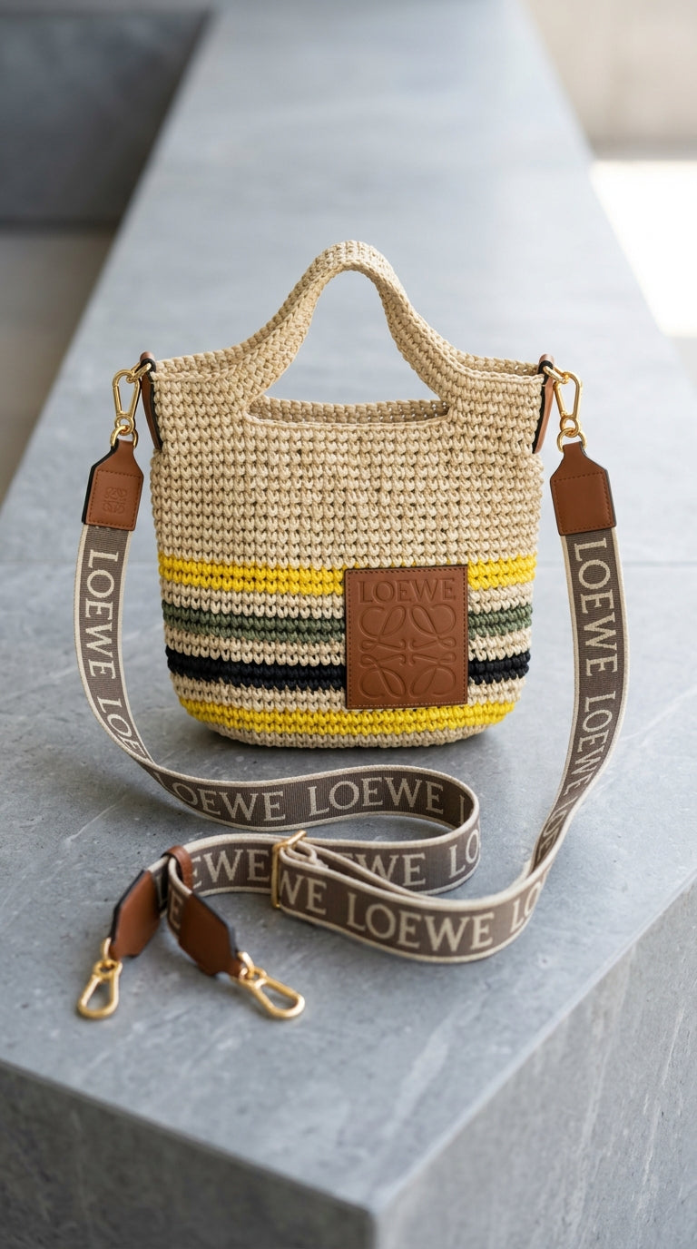 Mini Slit Raffia Crossbody Bag