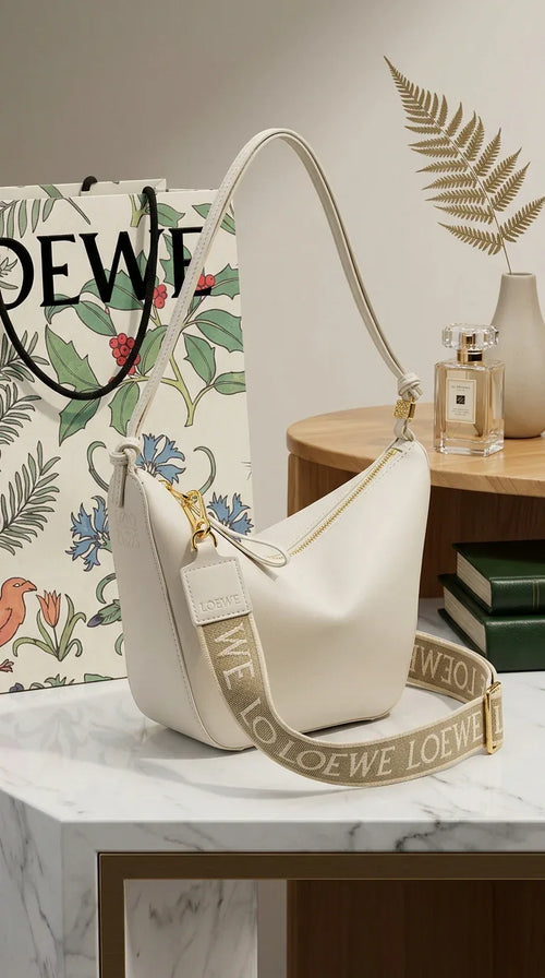 Cubi Crossbody bag in supple smooth calfskin and jacquard Off-White - EliteLux Outlet