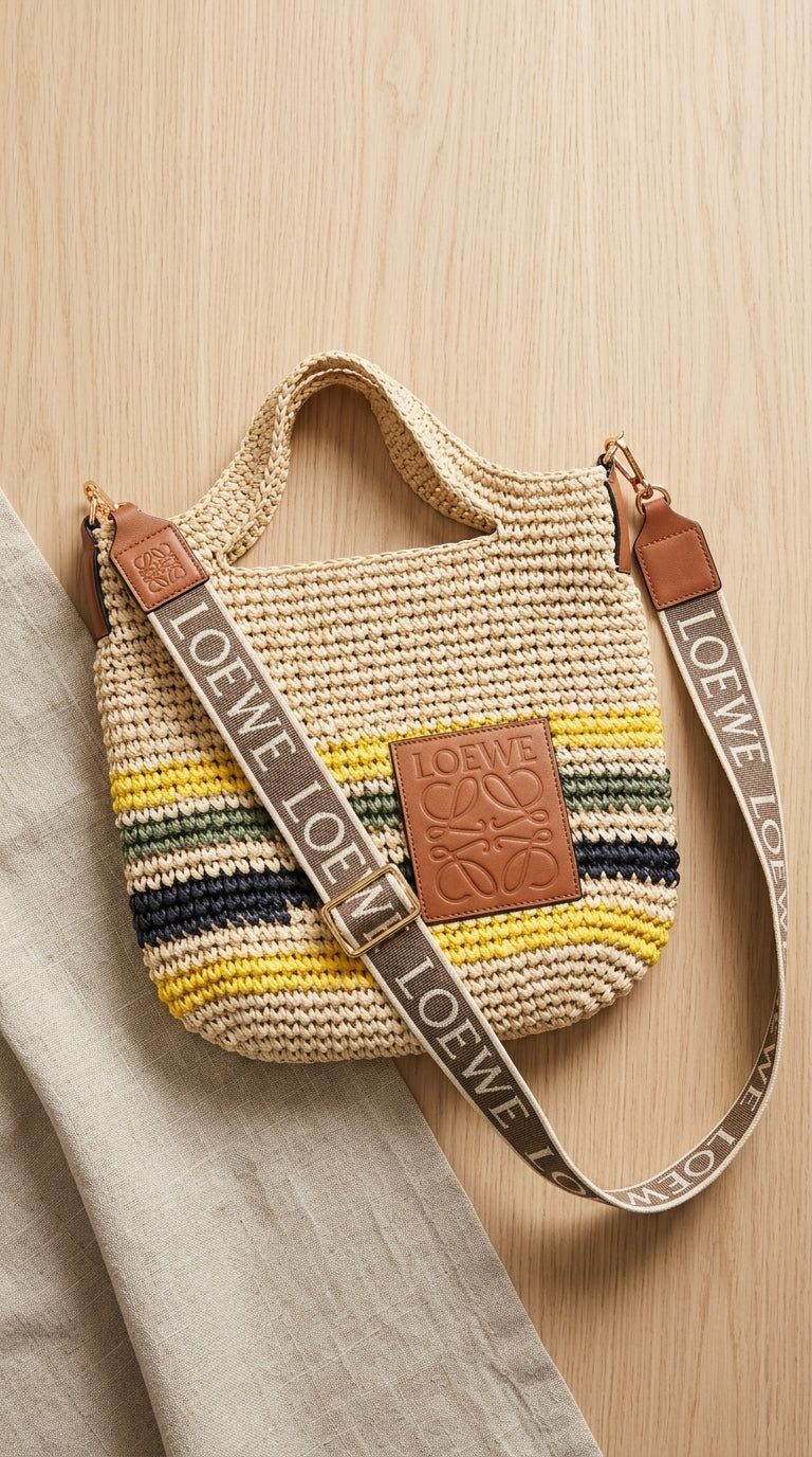 Mini Slit Raffia Crossbody Bag