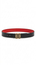 Reversible Smooth Leather Belt - Black/red/gold