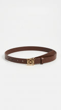Reversible Smooth Leather Belt - Brown/gold
