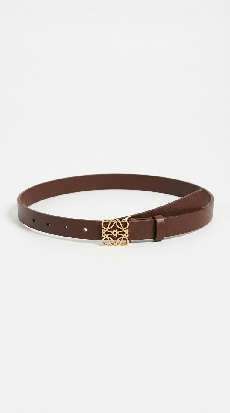 Reversible Smooth Leather Belt - Brown/gold