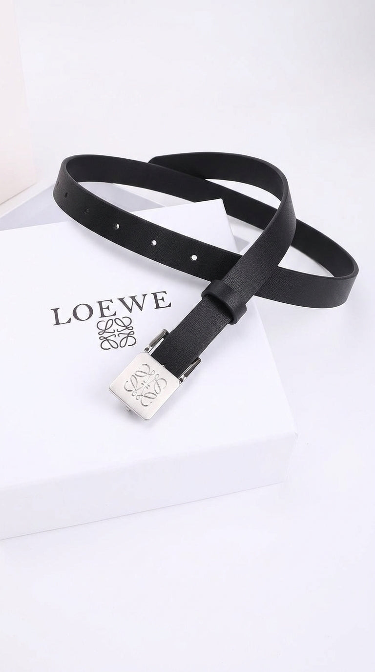 Reversible Smooth Leather Belt - Black/silver