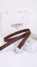 Reversible Smooth Leather Belt - Brown/silver