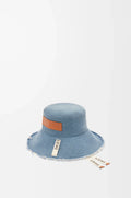 Frayed fisherman hat in denim and calfskin Blue/denim - EliteLux Outlet