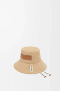 Frayed fisherman hat in denim and calfskin Sand - EliteLux Outlet