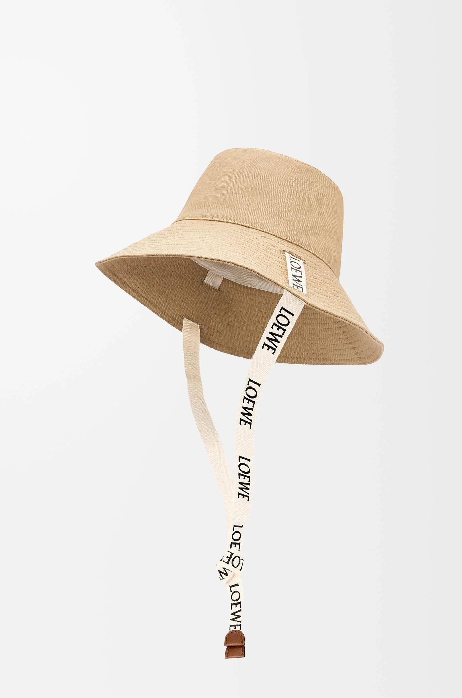 Frayed fisherman hat in denim and calfskin Sand - EliteLux Outlet