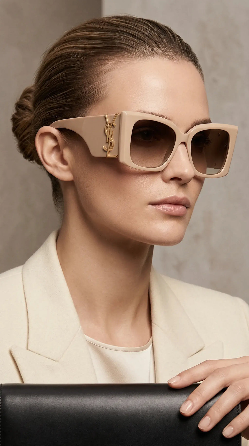 Oversized Square Sunglasses – Beige