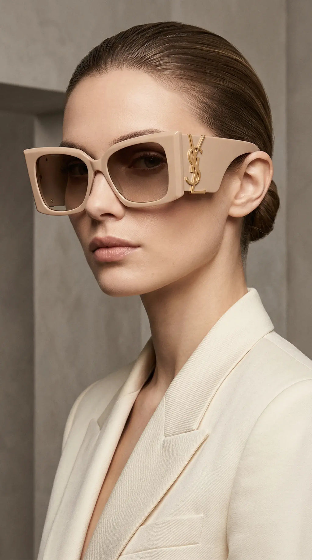 Oversized Square Sunglasses – Beige