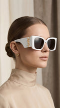 Oversized Square Sunglasses – White