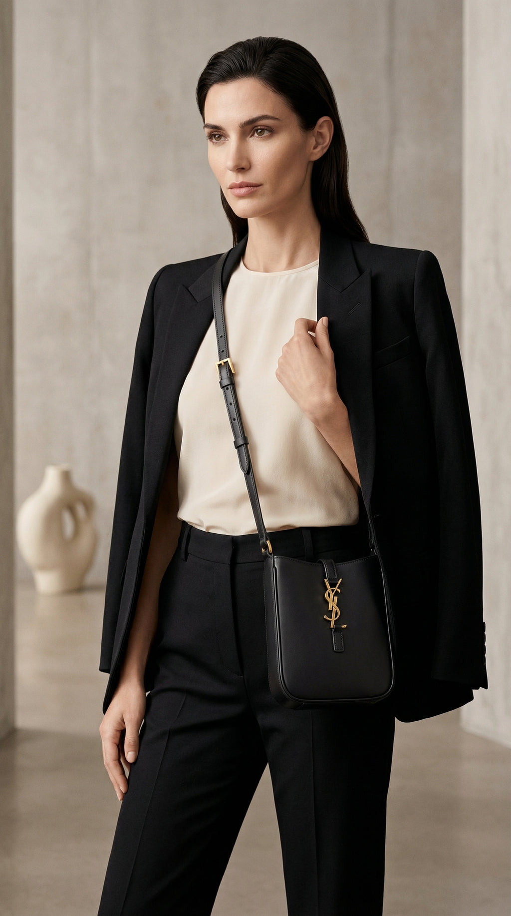 Mini Vertical Crossbody Bag – Black