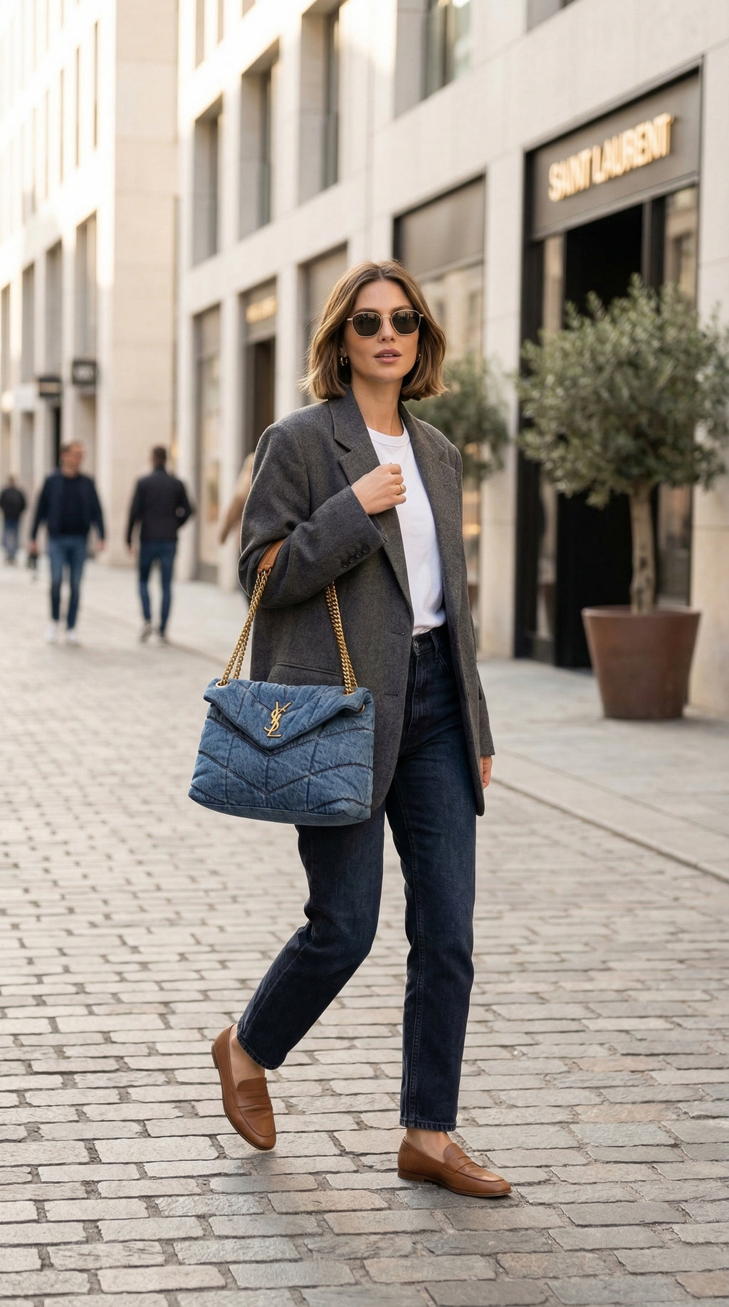 Puffer Denim Shoulder Bag – Large