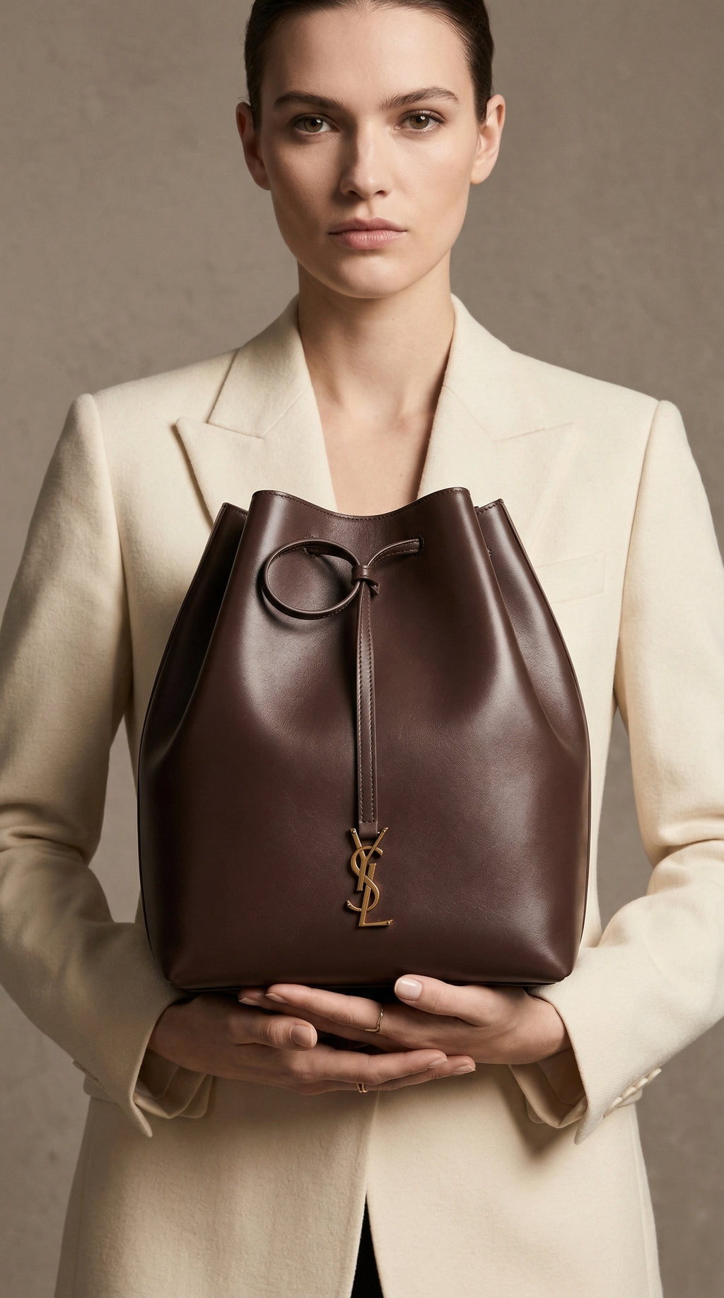 Smooth Leather Bucket Bag 37 – Dark Brown Smooth Leather (Gold Hardware)