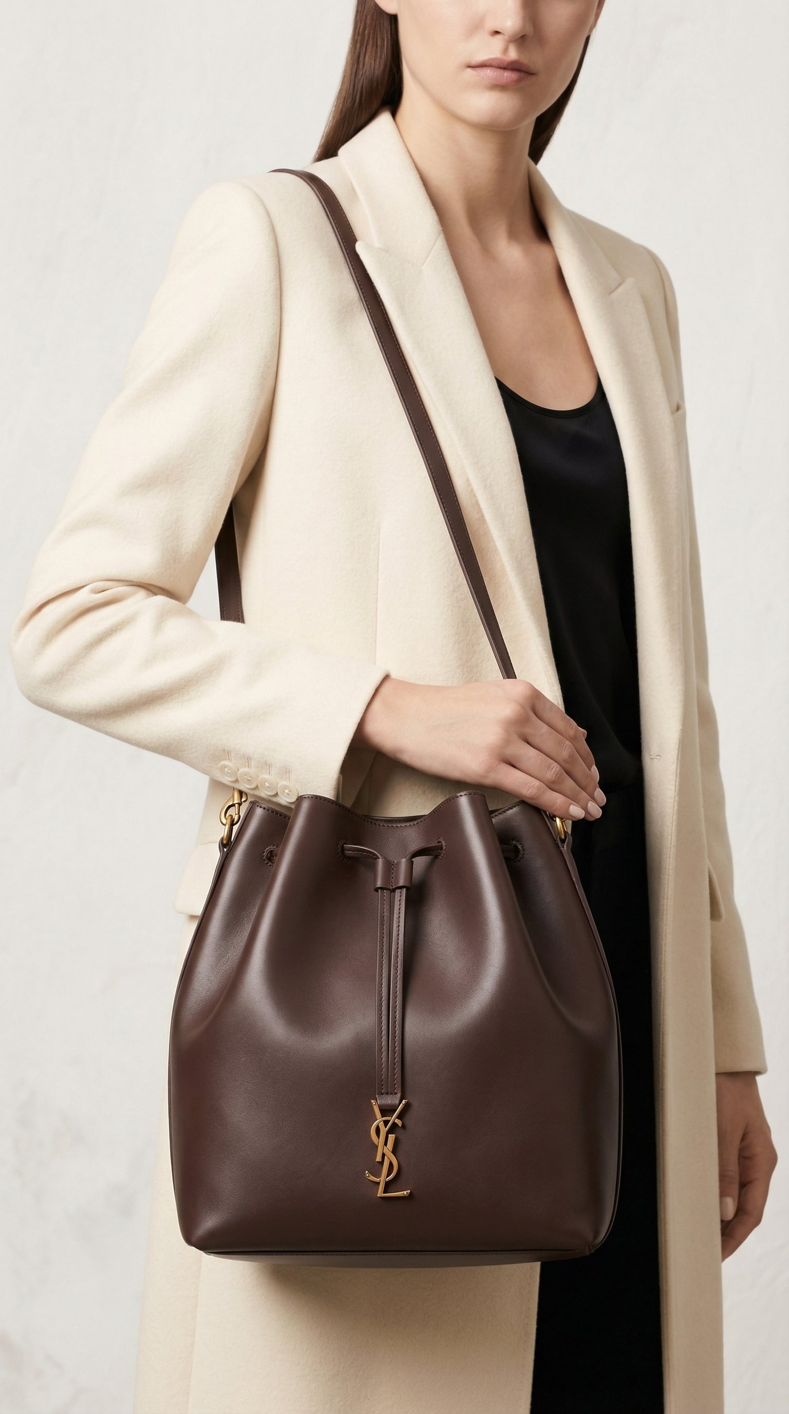 Smooth Leather Bucket Bag 37 – Dark Brown Smooth Leather (Gold Hardware)