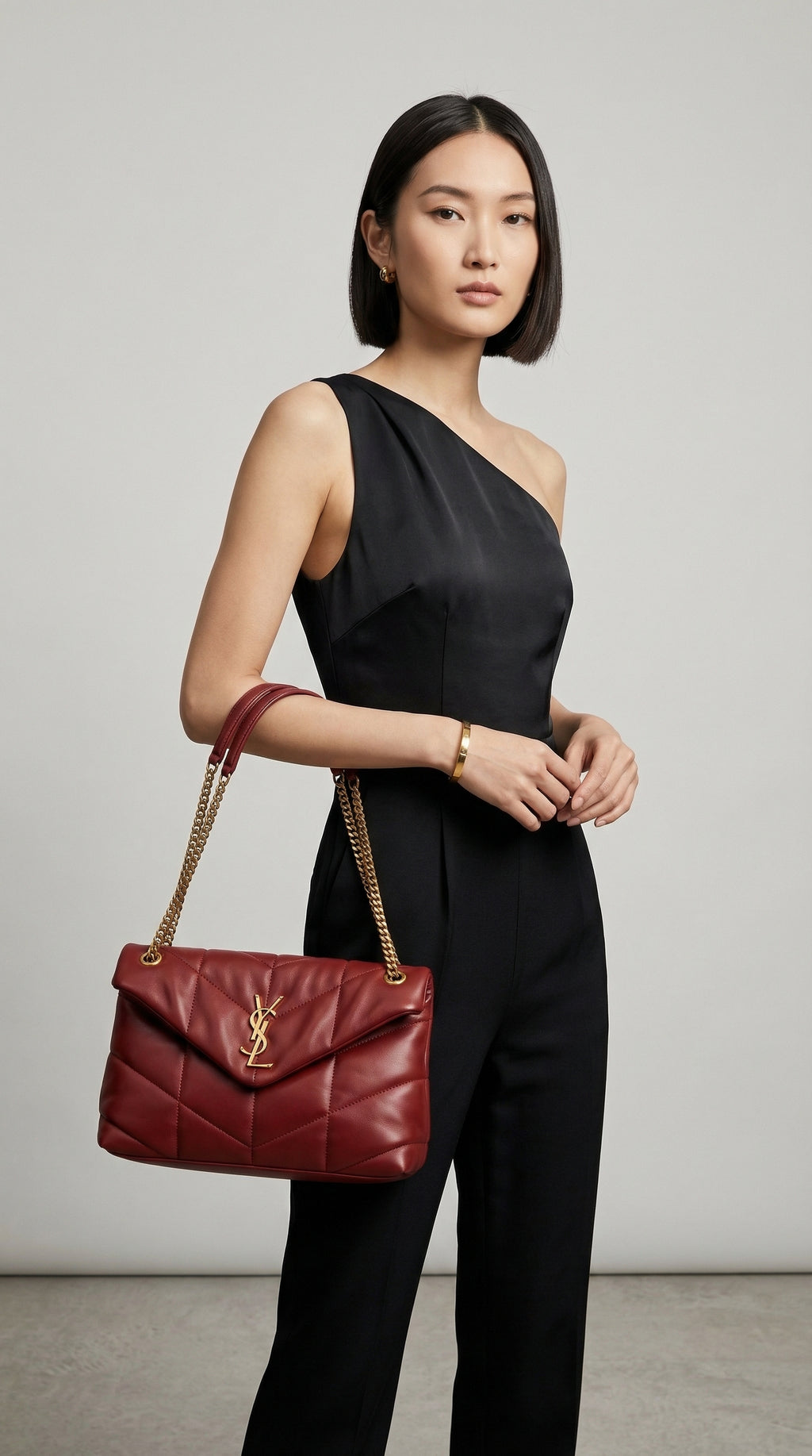 Quilted Flap Shoulder Bag – Red Chevron Leather (Gold Hardware)