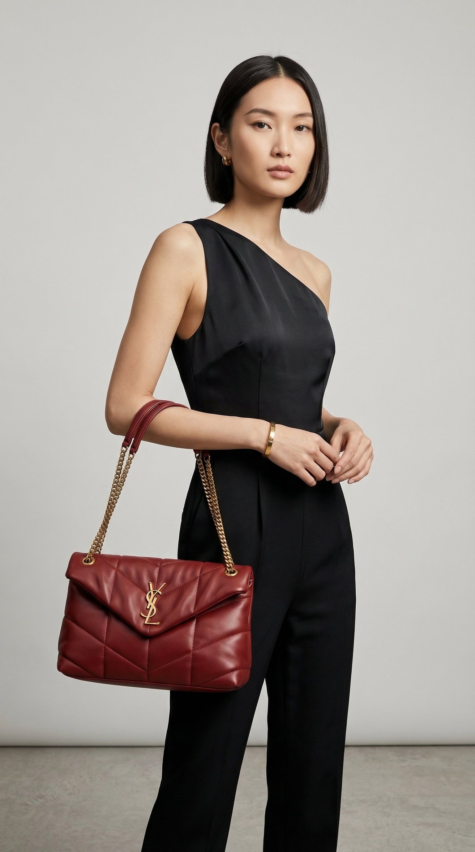 Quilted Flap Shoulder Bag – Red Chevron Leather (Gold Hardware)