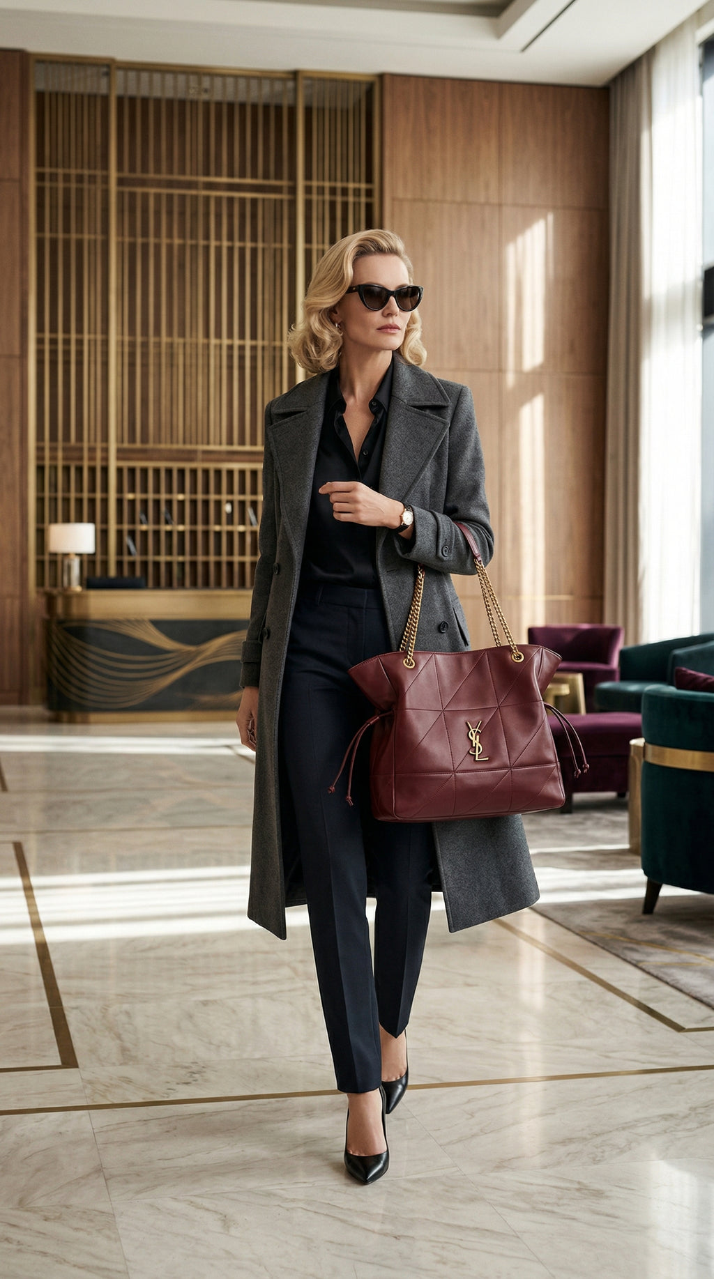Chain Tote Bag – Burgundy Quilted Leather