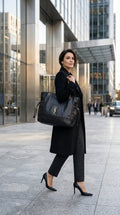 Chain Strap Quilted Tote Bag – Black Quilted Leather