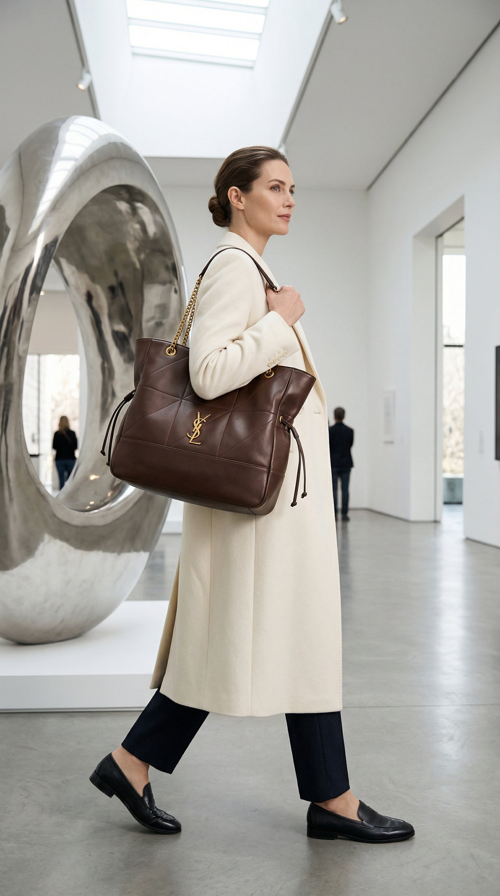Chain Tote Bag – Brown Quilted Leather