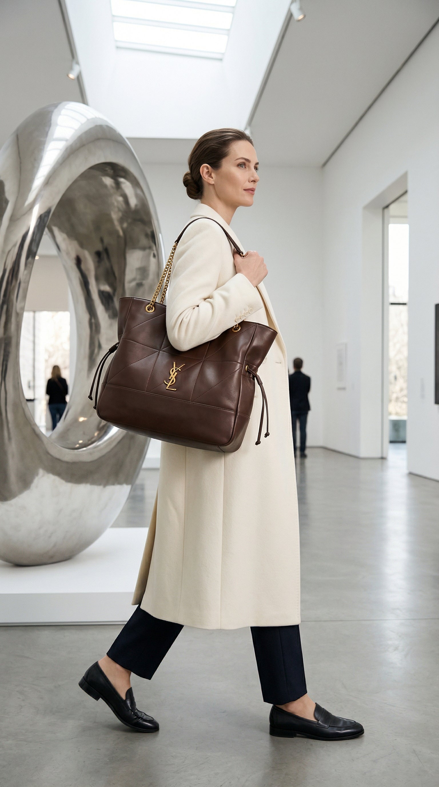Chain Tote Bag – Brown Quilted Leather