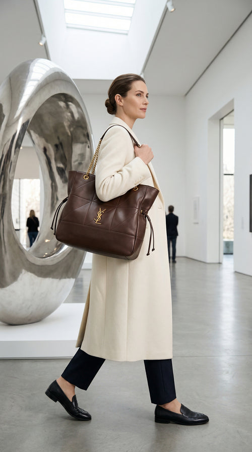 Chain Tote Bag – Brown Quilted Leather