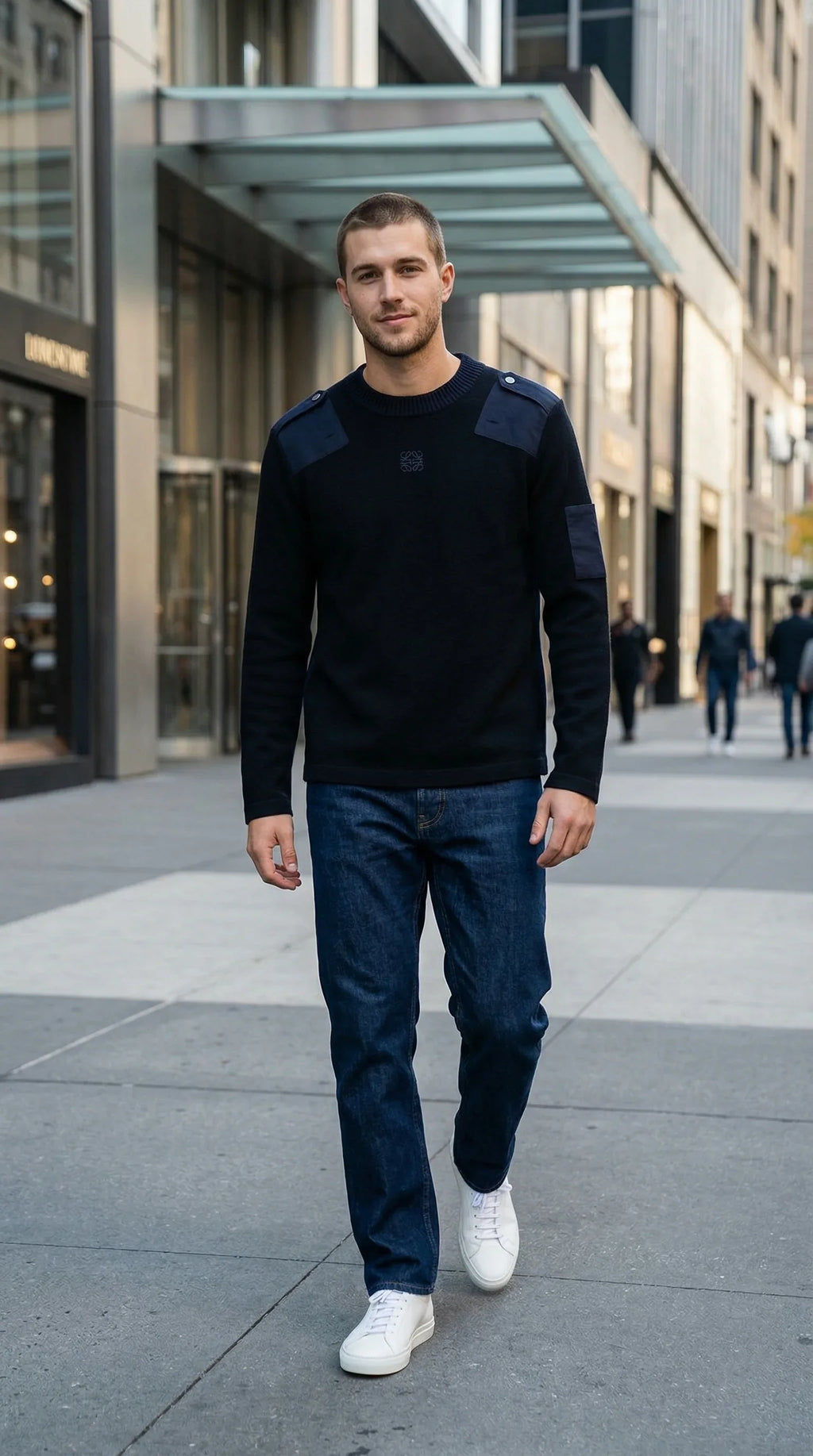 Anagram Patchwork Shoulder Knit Sweater - EliteLux Outlet